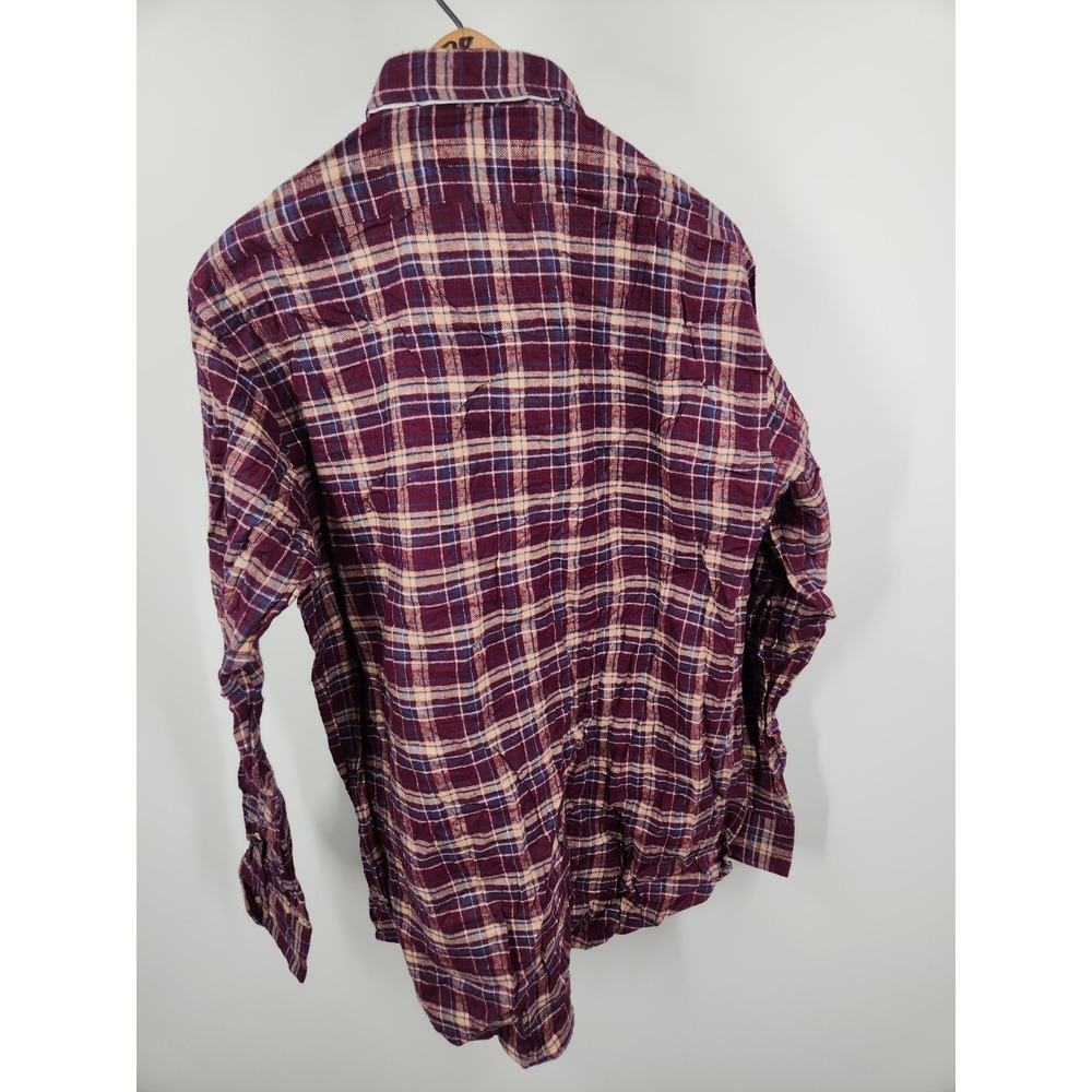 ANDHURST Mens Plaid Flannel Button Up Shirt Long Sleeve Cotton Top L‎ - Picture 6 of 6
